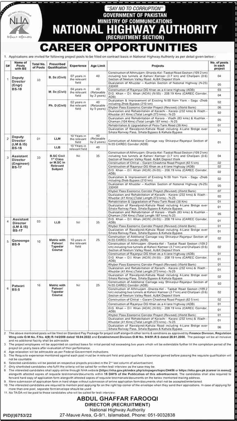 NHA Jobs Advertisement 2