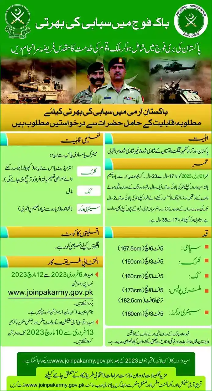 Pak Army Soldier Jobs