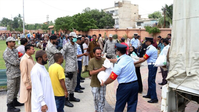 Pakistan Air Force airmen participating in relief operations.