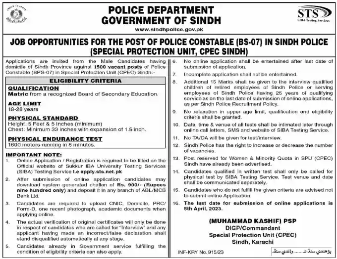 SPU Sindh Jobs Advertisement